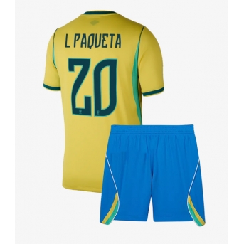 Billige Fotballdrakt Brasil Lucas Paqueta #20 Replika Hjemmedraktsett Barn VM 2026 Kortermet (med bukser)